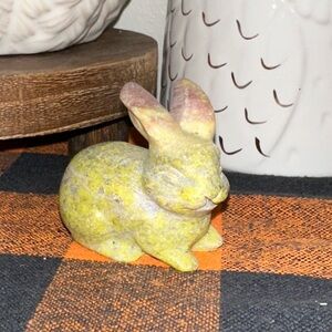 Jade and pink Opal Bunny Figurine